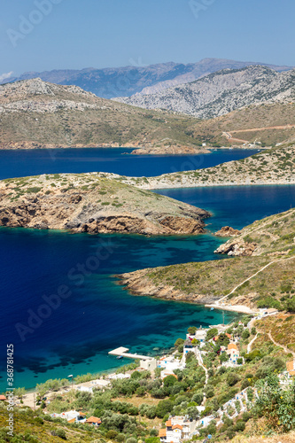 Fjords in the island of Fournoi, a tiny islet near Ikaria and Samos islands, in Aegean sea, Greece.