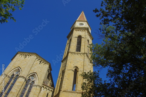 Arezzo - Tuscany - Italy - The bell tower of the Cathedral of Saints Pietro and Donato, seen from the public park.