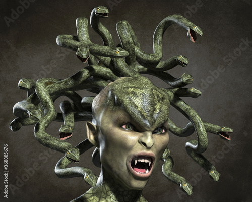 The Horrid Gorgon Medusa. 3d illustration