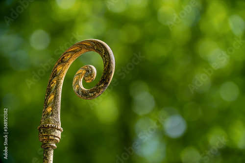 Close-up of the upper part of a bishop's crozier