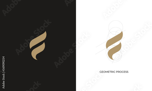 illustration vector graphic design. minimalist logo combination pictogram and monogram logo letter F