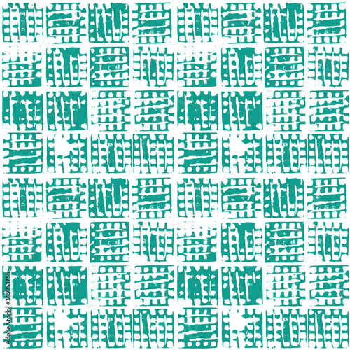 Abstract seamless vector pattern hand made with stamps. Green wallpaper. 