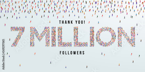 Thank you 7 million or seven million followers design concept made of people crowd vector illustration.