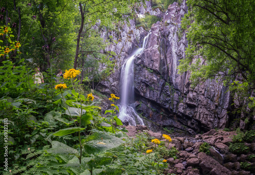 Fresh Boyana waterfalls in deep forest and rock, Vitosha, Bulgaria