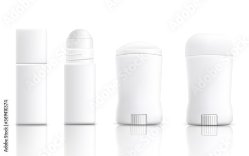 Different deodorant bottles mockups realistic vector illustration isolated.