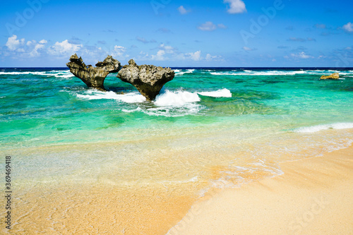 Kouri Island and Heart Rock Okinawa, Japan.