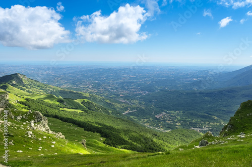 mountain area of the gran sasso d'italia with a view of the marine coast of teramo