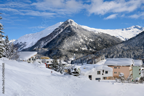 Landscape of winter resort Davos - the home of annual World Economy Forum.