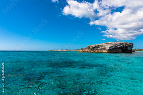 The blue skies and turquoise waters of the Caribbean island of Eleuthera, Bahamas