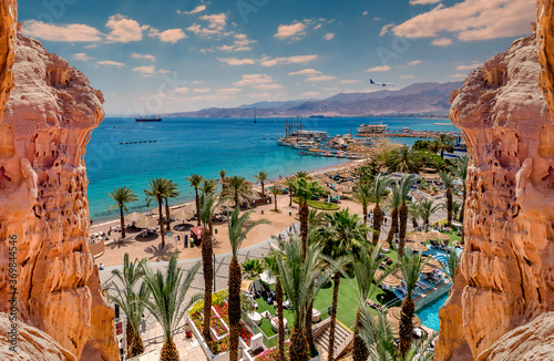 Serene day at a sandy beach of the Red Sea, Middle East