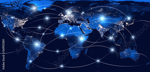 Global networking and international communication. World map as a symbol of the global network. Elements of this image furnished by NASA.