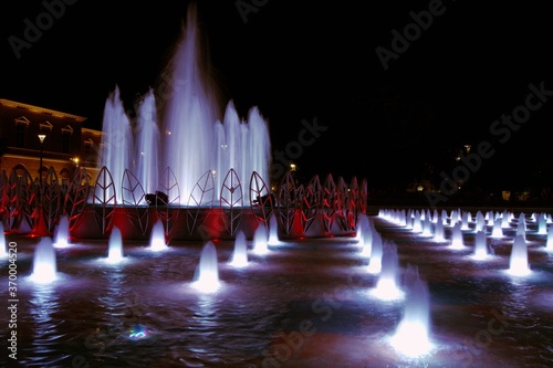Fountain at night in Litewski Square in Lublin. 3