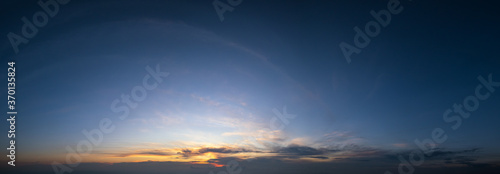 Sunset dusk sky with clouds (wide background panorama).