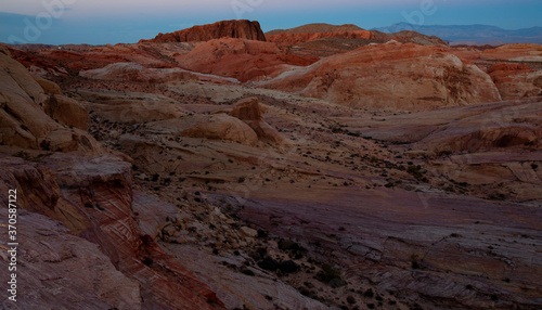 Sunset over the Valley of Fire State Park in the Nevada desert, USA