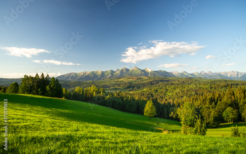 Przełęcz nad Łapszanką Panorama Tatr 