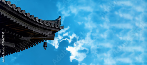 Ancient Buddhist Japanese temple in Matsuyama, Japan at night