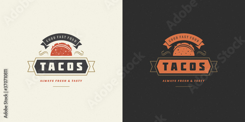 Tacos logo vector illustration taco silhouette, good for restaurant menu and cafe badge