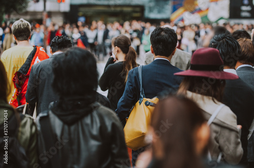 Mass of people crossing the street in Tokyo