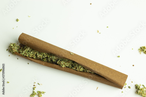 Cannabis blunt roll on white background isolated