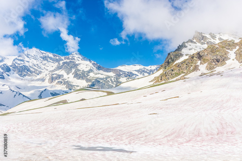 Beautiful Alpine snowy landscape in Gran Paradiso National Park in Italy