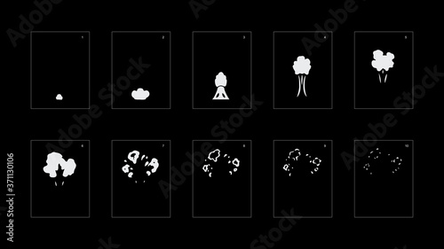 Smoke effect. smoke animation sprite sheet. classic smoke effect animation for game or cartoon or animation. vector style animation effect 1733.