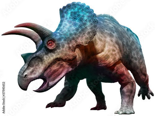 Triceratops dinosaur charging 3D illustration