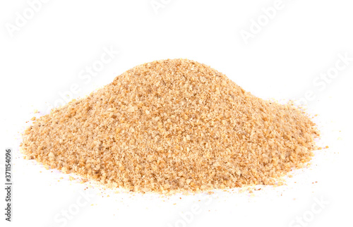 Pile of breadcrumbs isolated on white