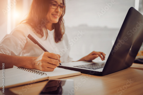 businesswoman working on laptop