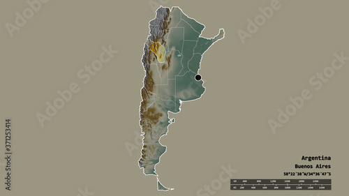 Location of La Rioja, province of Argentina,. Relief