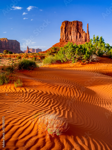 Monument valley west mitten sunset sand ripples