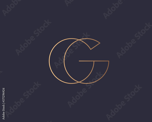 Abstract gradient linear monogram letter G logo icon design modern minimal style illustration. Premium alphabet vector line emblem sign symbol mark logotype