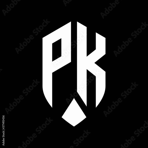 pk logo monogram with emblem shield style design template
