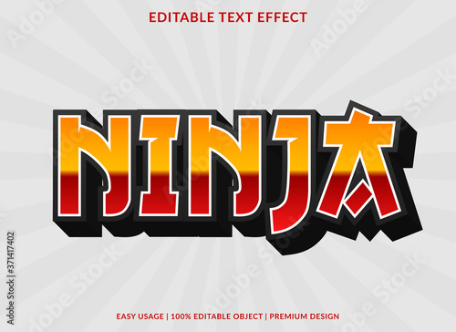 ninja text effect template with 3d style and bold font concept use for brand label and sticker