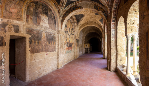 cloister of san francesco in Aversa with frescoes