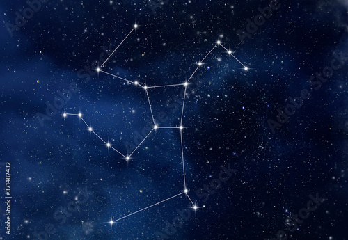 Hercules constellation in night starry sky