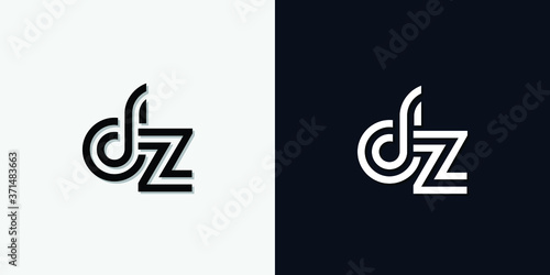Modern Abstract Initial letter DZ logo. This icon incorporate with two abstract typeface in the creative way.It will be suitable for which company or brand name start those initial.