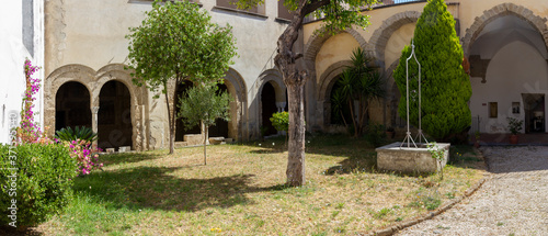 cloister of san francesco in Aversa with frescoes