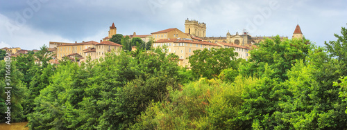 Summer city landscape, banner - view of the town of Auch, in the historical province Gascony, the region of Occitanie of southwestern France