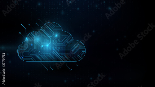 Cloud computing technology internet storage concept with circuit board. Internet data services. Vector illustration