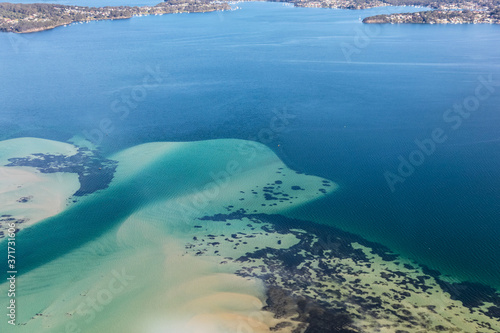 The Drop Off at the Swansea Channel entrance to Lake Macquarie. A popular fishing location it shows the migration of sand into the lake system, periodic dredging is required to keep the entrance open