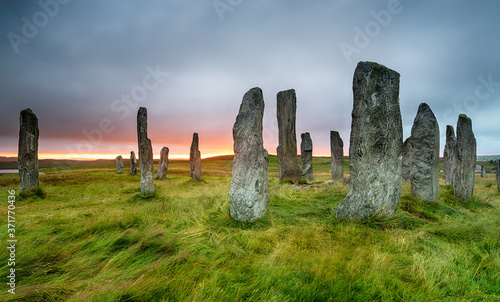 Moody sunset over the Callanish Standing Stones on the Ilse of Lewis