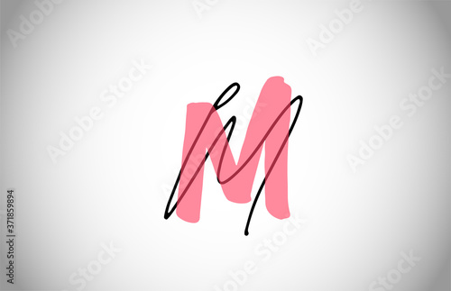 M MM alphabet logo icon. Two types of letter design for business and company corporate identity in pink and black color