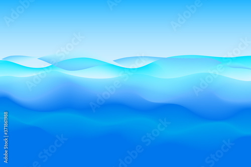 Abstract soft wave of blue ocean with sky.