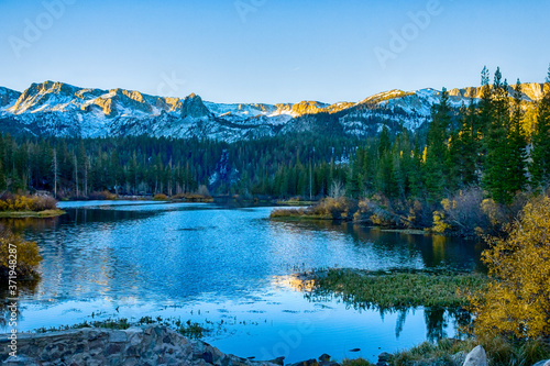 Mammoth Lakes Basin, California. Twin Lakes in a beautiful fall sunny day
