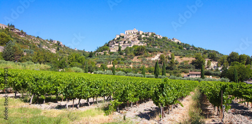 Gordes, hilltop village and vineyards in Provence in France
