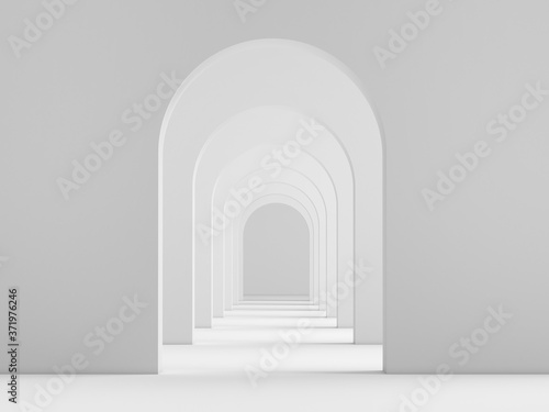 White acrhitecture arc rhythm background - 3d rendering