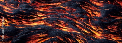 Incandescent lava river.