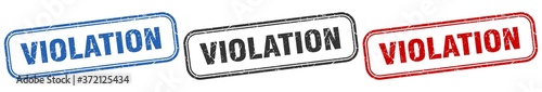 violation square isolated sign set. violation stamp