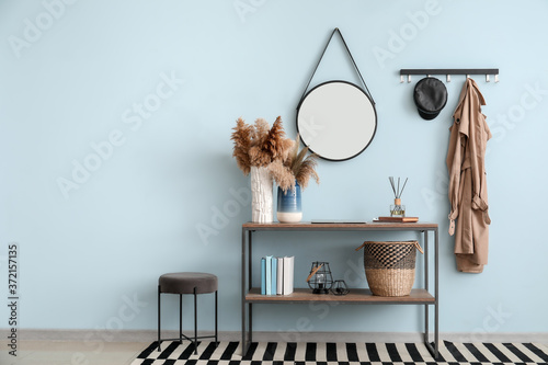 Interior of modern hallway with mirror