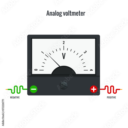 Voltmeter, analog voltmeter, pointer and scale measuring the voltage